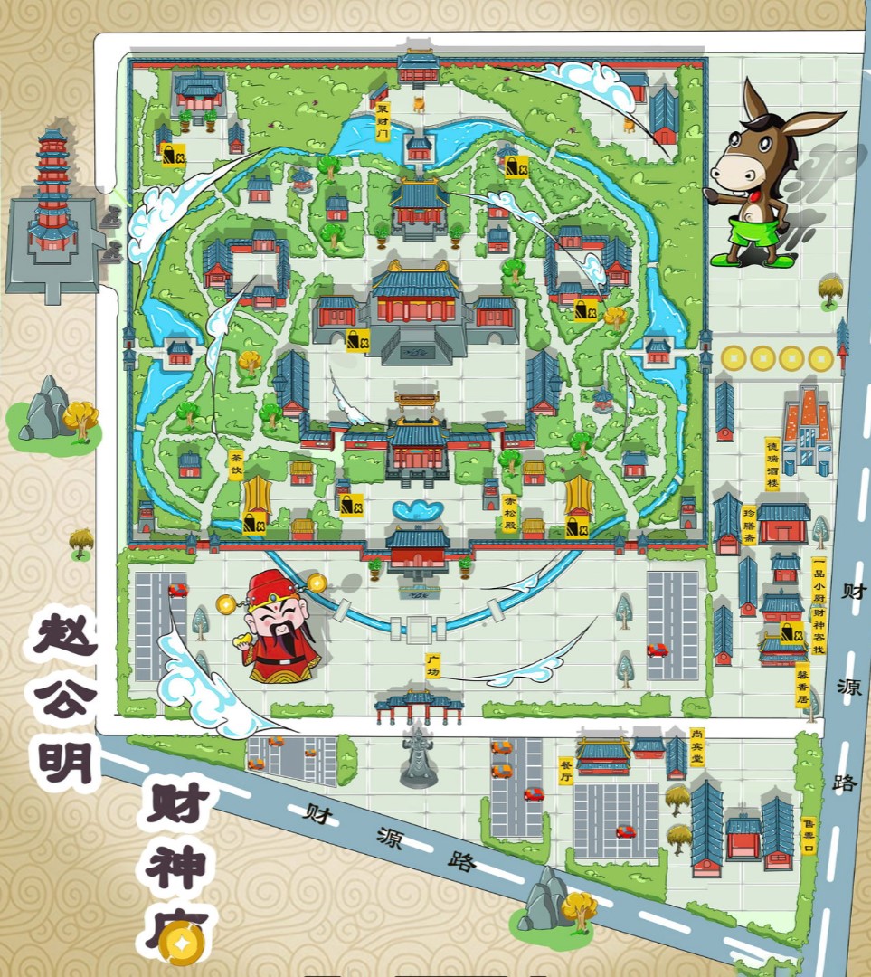 延津寺庙类手绘地图